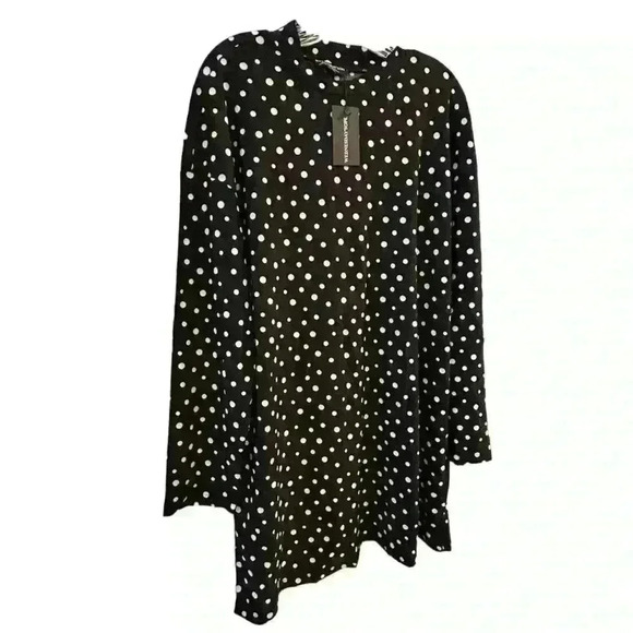 Wednesday's Girl Women's XL Black Polka Dot Knee Length Dress Casual - Picture 7 of 8